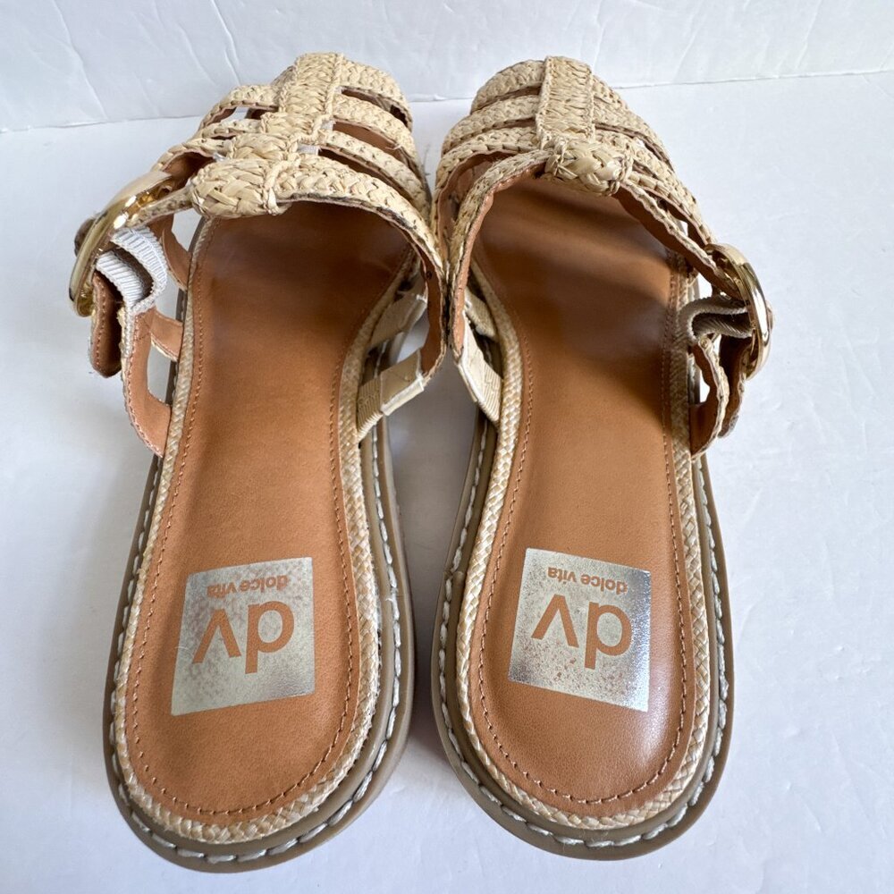 Dolce Vita Falcun Raffia Buckle Sandals Natural 8.5 - Picture 9 of 10